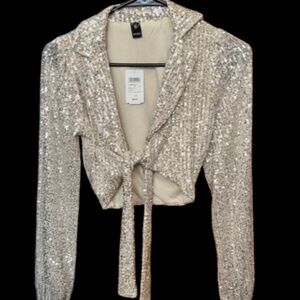New windsor sequin stretch crop top XS
